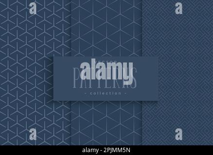 Set of Premium Luxury Geometric seamless patterns. Abstract geometric triangular graphic design print 3d cubes pattern. Seamless geometric cubes patte Stock Vector