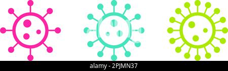 Colored vibrant virus icons. Circle virus icons, symbols. Coronavirus, COVID 19, 2019-ncov signs. Vector illustration. Stock Vector