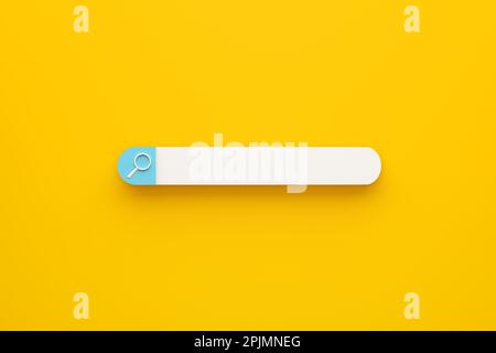 Blank search bar with magnifying glass on yellow background. Search bar for website, user interface and mobile applications. Web searching and interne Stock Photo