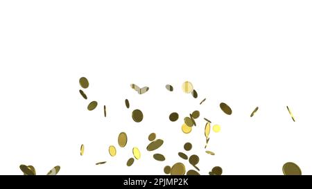 Gold falling coins. Coins rain. Gambling game, casino 3d golden cash. Background for jackpot win. Flying money. Money rain. 3d realistic coins. 3d ren Stock Photo