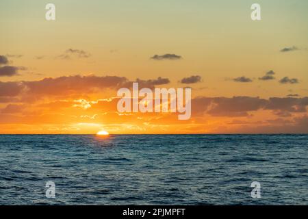 dreamlike sunset panorama on the open wide sea Stock Photo