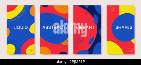 Minimal vibrant colored background. Fun colorful, vivid, vibrant templates for social media story, poster, invitation, brochure. Trendy graphic shapes Stock Vector