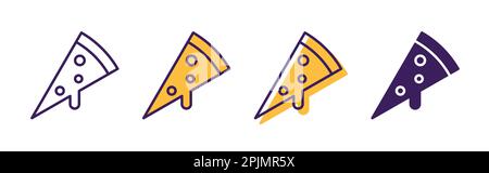 Top view pizza slice icon. Fast food, pizza symbol. Line, outline, glyph style icons. Trendy design symbol for web design. Italian meal signs. Lunch m Stock Vector