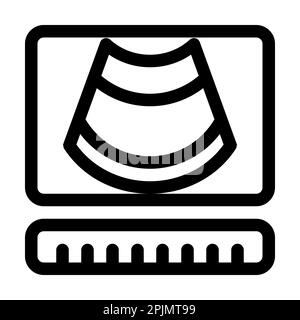 Ultrasound diagnostics line icon. Ultrasound procedure, device symbol, sign. Vector illustration Stock Vector