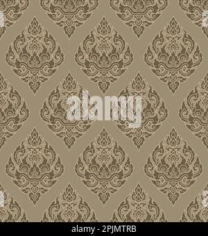 Premium Thai art and asian style luxury banner beige background tree pattern decoration for printing, flyers, poster, web, banner, brochure and card Stock Vector