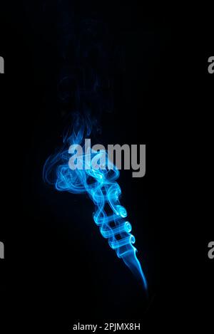 swirl of blue smoke isolated on black background Stock Photo
