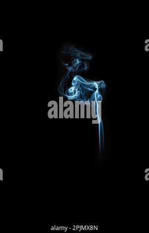 swirl of blue smoke isolated on black background Stock Photo
