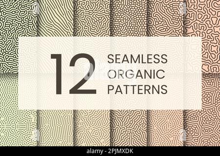 Seamless organic, biological pattern set. Abstract shapes like corals. Bio, trendy seamless pattern. Applicable for textile design, as print. Coral st Stock Vector