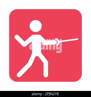 Fencing sport icon. Fencer silhouette symbol on isolated background ...