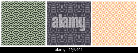 Japanese seamless traditional pattern. Asian same komon, kikko, seigaiha seamless pattern. Abstract decoration, applicable for background or wallpaper Stock Vector