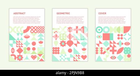 Abstract geometric pattern on poster or notebook cover. Modern poster design. Geometric art. Neo geo style. Vector illustration Stock Vector