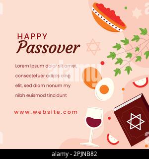 Passover greeting card set. Lets Celebrate Seder Pesach invitation, greeting card template or holiday flyer. Happy Passover Background. Vector illustr Stock Vector