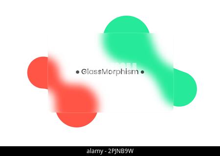 Transparent frame in glass morphism or glassmorphism style. Metaballs on the background. Transparent and blurred card or frame. Glass-morphism style. Stock Vector