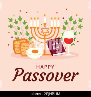 Passover greeting card set. Lets Celebrate Seder Pesach invitation, greeting card template or holiday flyer. Happy Passover Background. Vector illustr Stock Vector