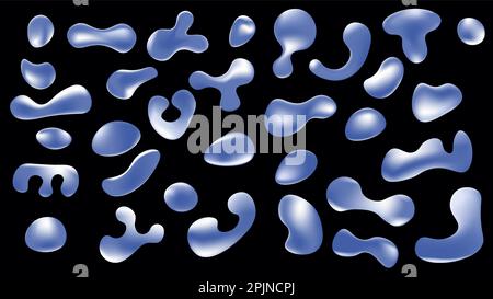 Liquid shapes collection. Color gradient - golden, gold colors. Drops, splashes in trendy style. Set of abstract shapes. Vector illustration Stock Vector