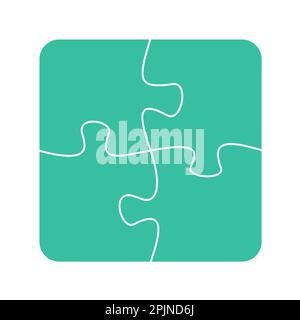 Puzzle infographics element. Four jigsaw pieces or parts connected together. Multicolor puzzle jigsaw template. Flat vector illustration Stock Vector