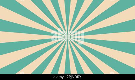 Retro background with rays or stripes in the center. Sunburst or sun burst retro background. turquoise colors. Vector illustration Stock Vector