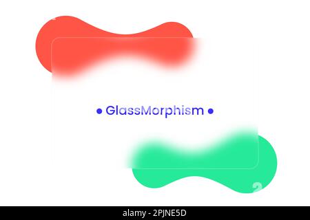 Transparent frame in glass morphism or glassmorphism style. Metaballs on the background. Transparent and blurred card or frame. Glass-morphism style. Stock Vector