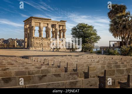 The Philae temple on Agilkia island, Egypt Stock Photo