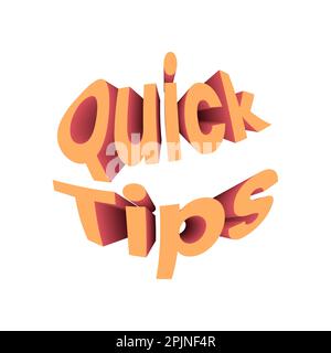 Quick tips banner. Quick tips text. Typography banner, text. Retro style design typography. Vector illustration Stock Vector