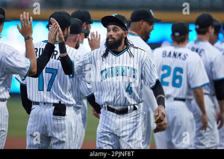 Billy Hamilton (4) of the Charlotte Knights at bat against the Memphis  Redbirds at Truist Field on March 31, 2023 in Charlotte, North Carolina.  (Brian Westerholt/Four Seam Images via AP Stock Photo - Alamy