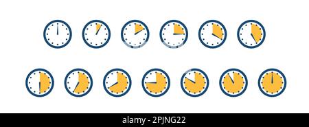 Set of clocks, timers. Minutes left. Seconds left. Stopwatch icons. Timer icons. Vector illustration Stock Vector