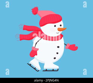 The snowman is skating. Vector illustration Stock Vector Image & Art ...