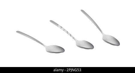 Realistic Metal Spoon 3d Silver Teaspoon Isolated On White