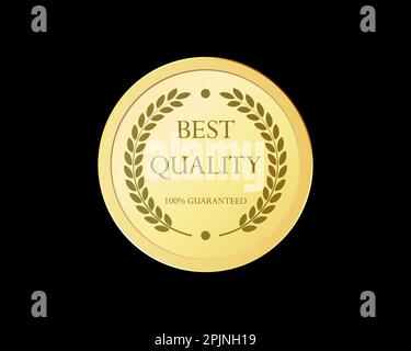 Gold laurel wreath or laureate wreath as award, ribbon. Laurel leaves as premium best quality label. Product premium quality tag, label. Gold Laureate Stock Vector