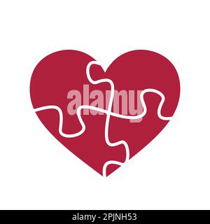 Puzzle heart shape. Puzzle pieces. Valentine day symbol. Jigsaw heart symbol. Romantic icon. Vector illustration Stock Vector