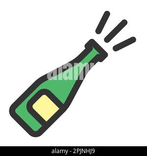 Alcohol drink. Wine bottle line icon. Outline icon. Vector illustration Stock Vector