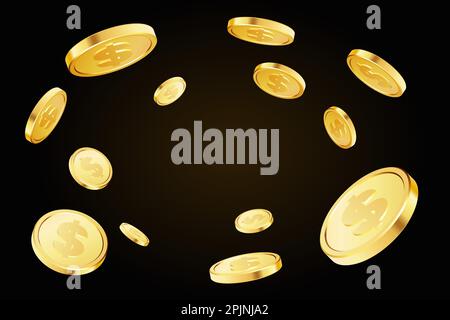 3d Realistic Gold coins explosion on transparent background Template ...