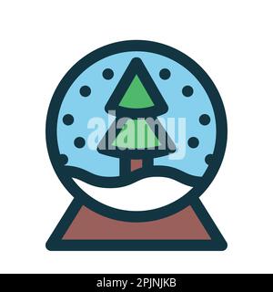 Magic crystal snow ball with christmas tree inside. Vector illustration Stock Vector