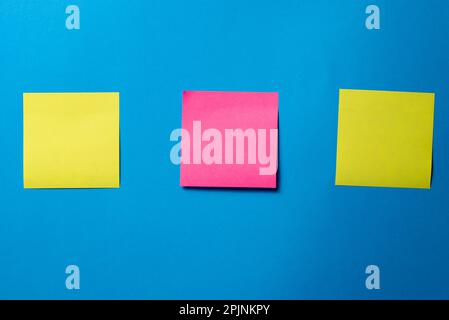 Sticky Notes on a Blue Wall Stock Photo