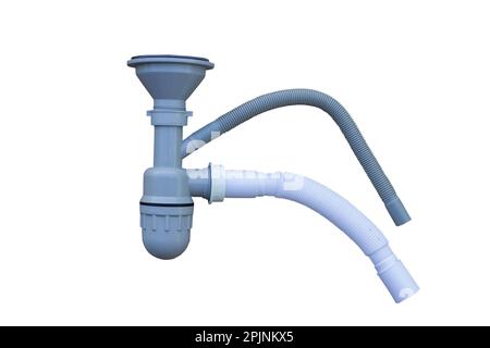 Siphon pipe on a white background for a kitchen sink Stock Photo