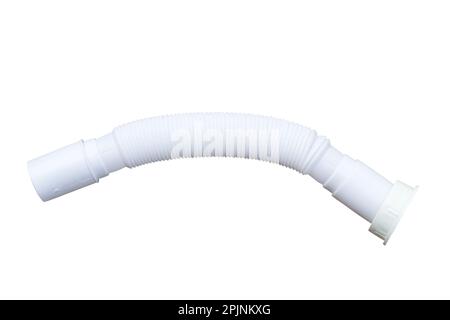 Plastic corrugated pipe, sewerage pipe isolated on a white background Stock Photo