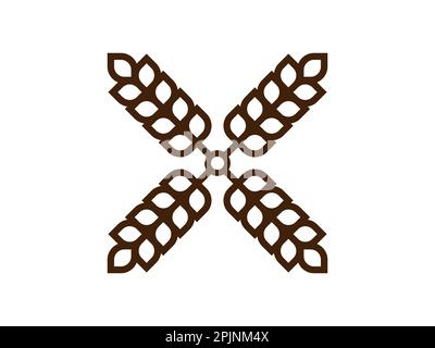 Windmill logo. Bakery logotype with wheat ears. Bakehouse symbol. Vector illustration Stock Vector
