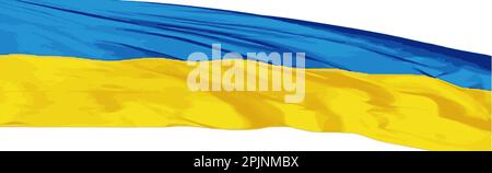 Ukrainian national flag disperses in the wind. Flag of Ukraine on white background. Ukrainian banner or background. Vector illustration Stock Vector