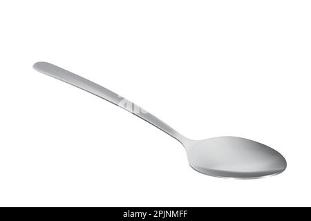 Spoon or teaspoon isolated on white background. Realistic 3d metal cutlery. Stainless utensil - tea spoon. Vector illustration. Stock Vector