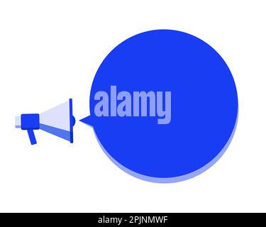 Megaphone or loudspeaker with speech bubble and quote attention please. Promotion communication banner. Stock Vector