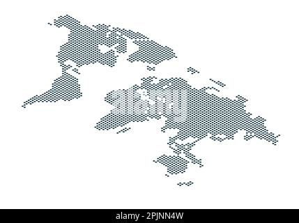 Isometric dotted earth map. World map formed by dots. Global map with continents like africa, america, eurasia, europe asia and australia. Dots on whi Stock Vector