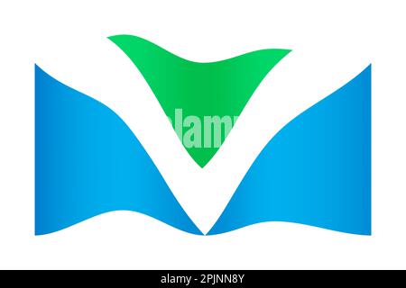 Vegan community flag. Vegan flag fluttering. Vector illustration Stock Vector