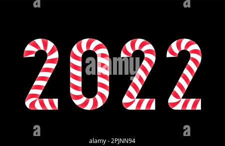 2022 new year numbers. 2022 numbers as candies or candy canes. New year celebration concept. Vector illustration Stock Vector