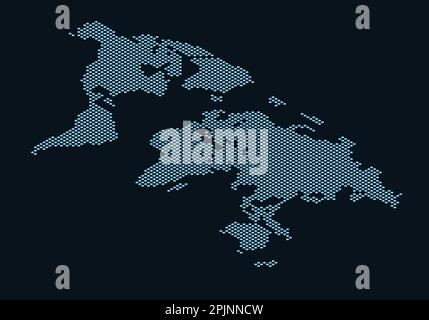 Isometric dotted earth map. World map formed by dots. Global map with continents like africa, america, eurasia, europe asia and australia. Dots on dar Stock Vector