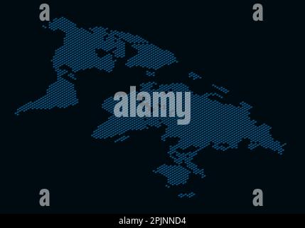 Isometric dotted earth map. World map formed by dots. Global map with continents like africa, america, eurasia, europe asia and australia. Dots on dar Stock Vector