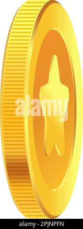 Rotating gold coins with star inside. Golden money set. Applicable for gambling games, jackpot or video games illustration. Can be used for video game Stock Vector