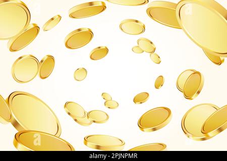 Gold rotating coins. Gambling game, casino 3d golden cash. Background for jackpot win. Flying coins, or flying money. Money vortex. 3d realistic coins Stock Vector