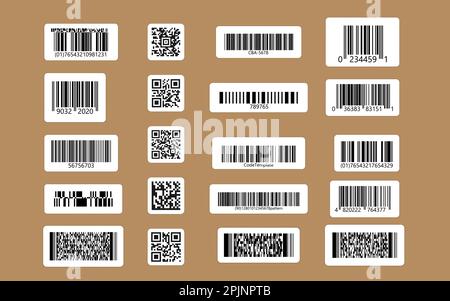 Set of QR Codes, linear codes. 2D code stickers on isolated background. Vector illustration Stock Vector