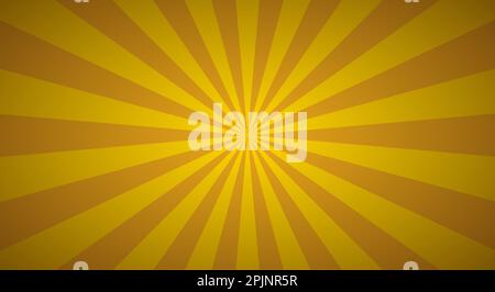 Retro background with rays or stripes in the center. Sunburst or sun burst retro background. Star burst abstract backdrop. Yellow color. Vector illust Stock Vector