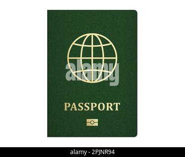 International passport with green cover. Realistic E-passport template. Vector illustration Stock Vector